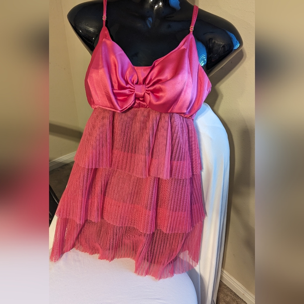 NWT - Victoria's Secret Vintage Victoria’s Secret Pink Tiered Ruffle Nighty